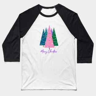 Colourful Christmas Trees and Christmas Lights Baseball T-Shirt